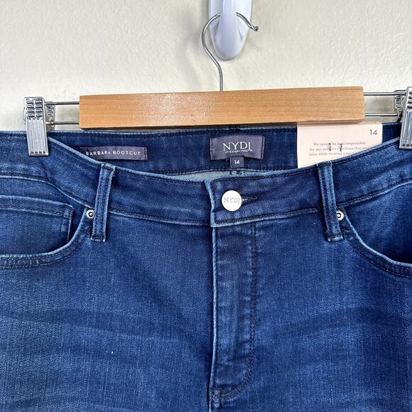 NYDJ Women's Blue Barbara Bootcut Light Distressed Stretch Denim Jeans 14 NEW - Picture 2 of 6